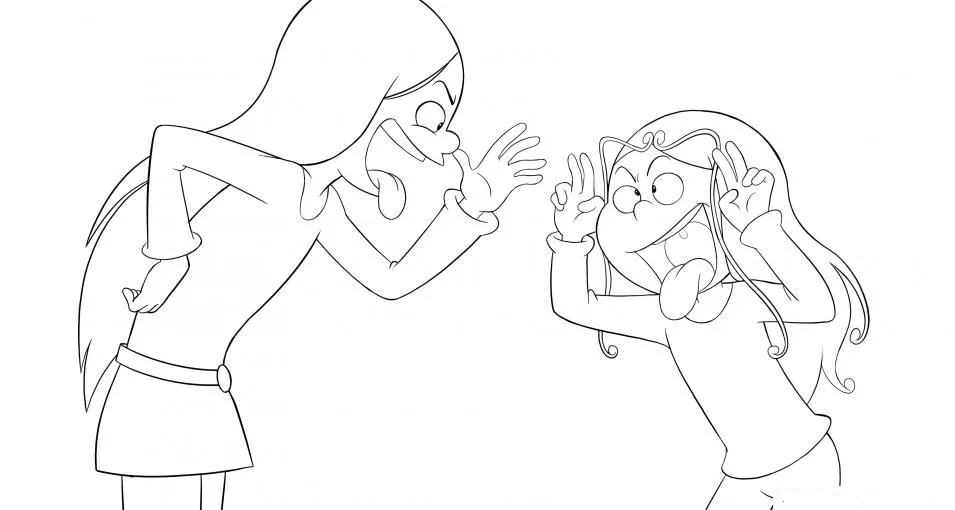 Coloriage Les Sisters : Les Sisters — Grimaces Les Sisters — Grimaces — Coloriage Les Sisters à imprimer